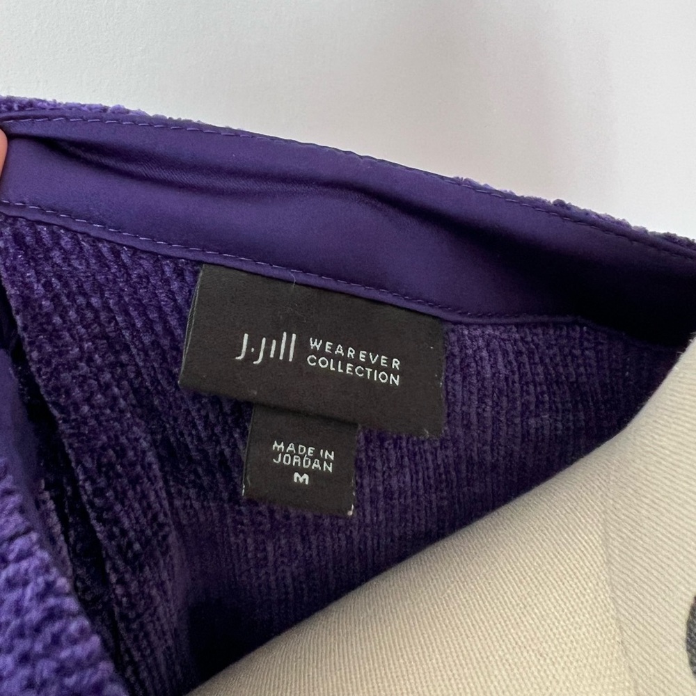 J. Jill Wearever Tunic Purple Textured Chenille Knit‎ 3/4 Sleeve Scoop Neck M - Picture 4 of 7
